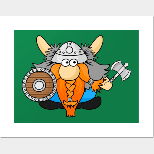 Funny Little Viking Warrior Cartoon Illustration Posters and Art